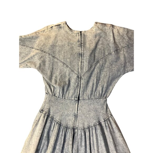 Vintage Colours Blue Denim Dress Womens 12 With Embroidered Detail & Back Zipper - Picture 14 of 16